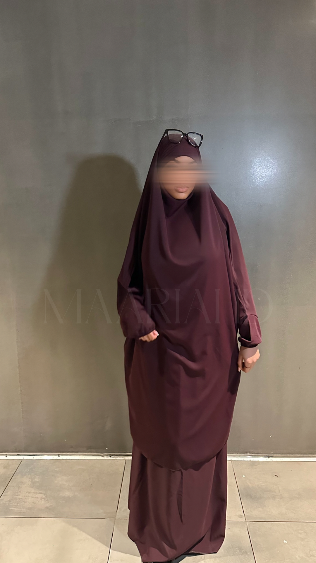 Jilbab 2 pièces bordeau