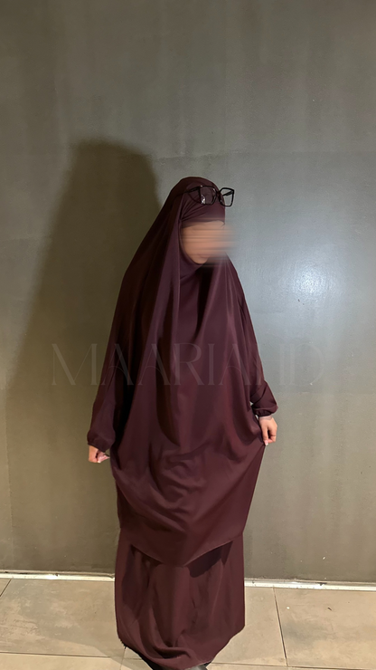 Jilbab 2 pièces bordeau